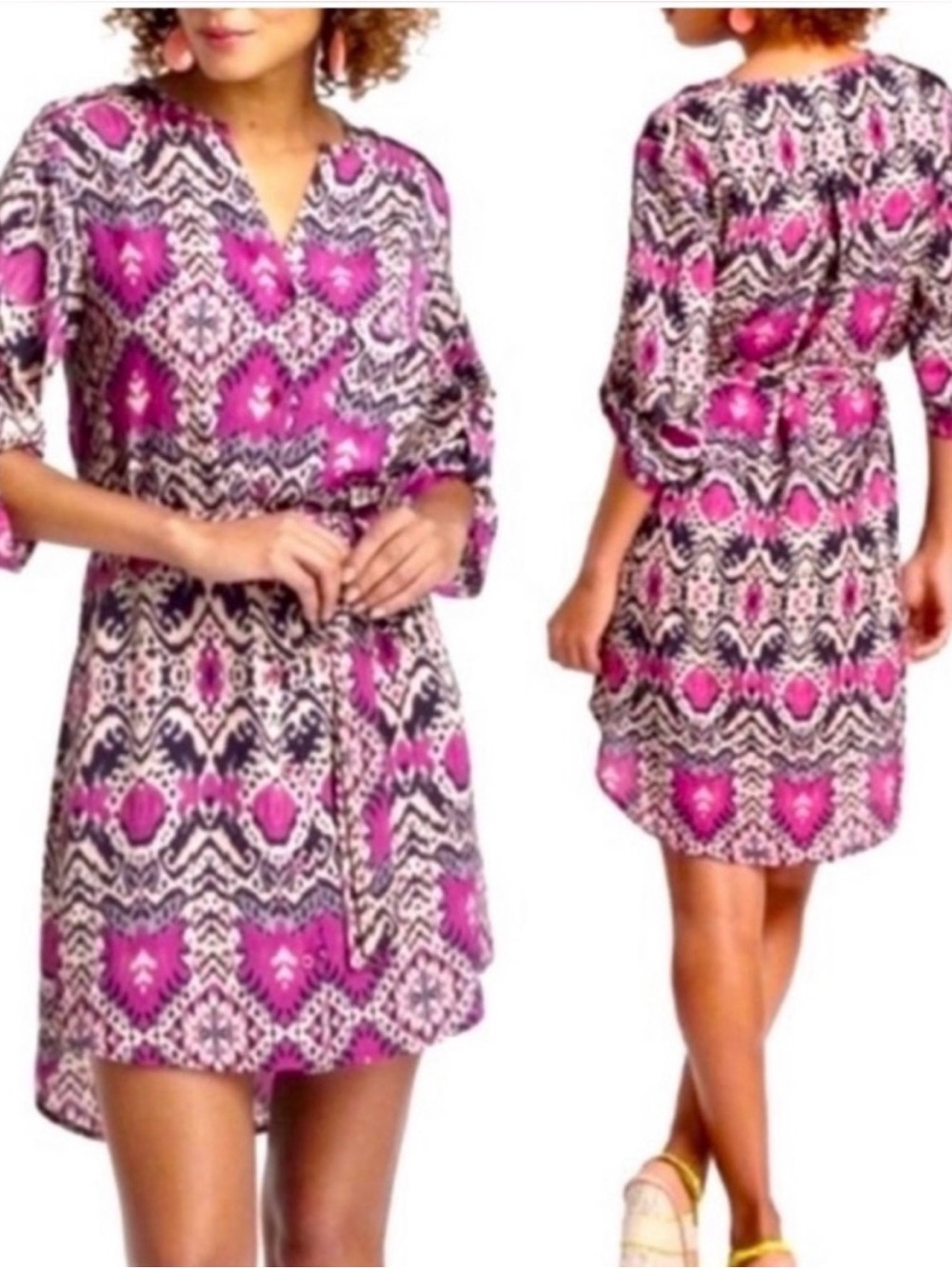 Anthropologie Maeve Ikat Frequencies Fuchsia Dress Small